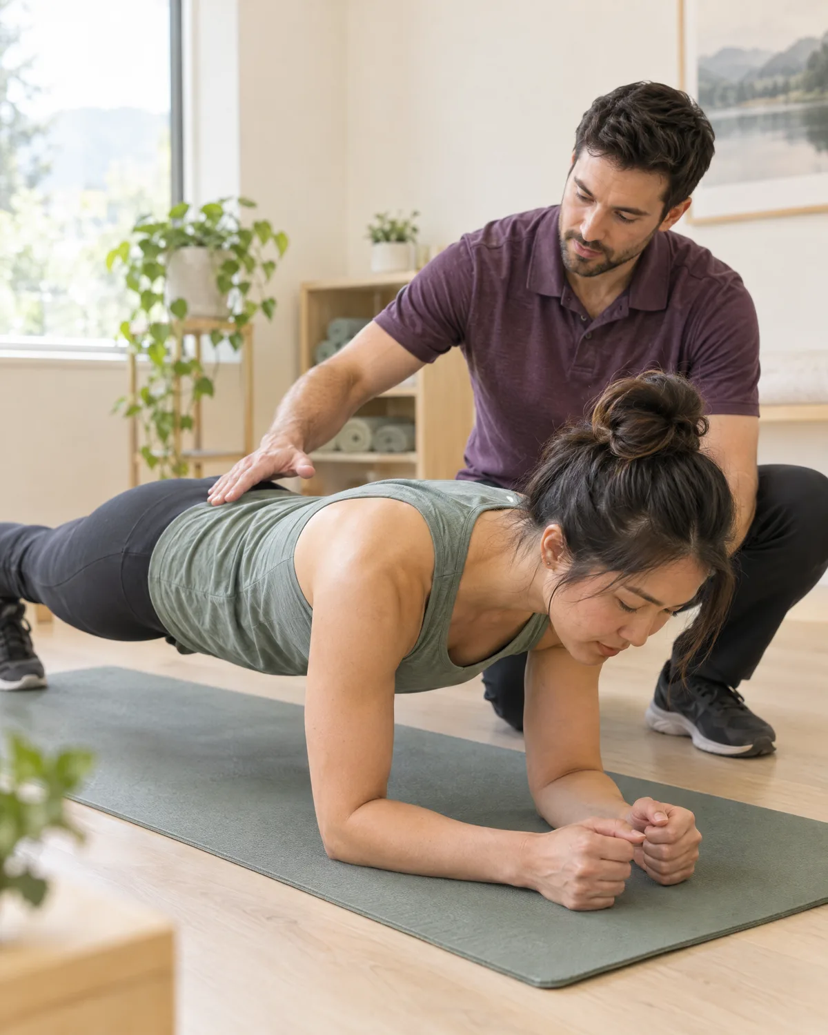 Core exercise on a mat