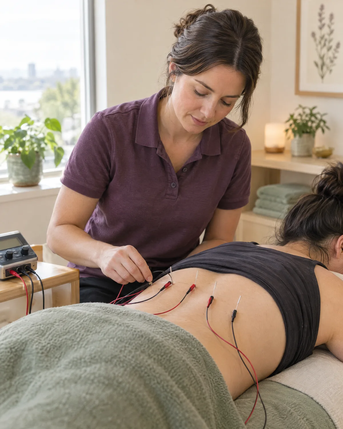 Electroacupuncture on the lower back